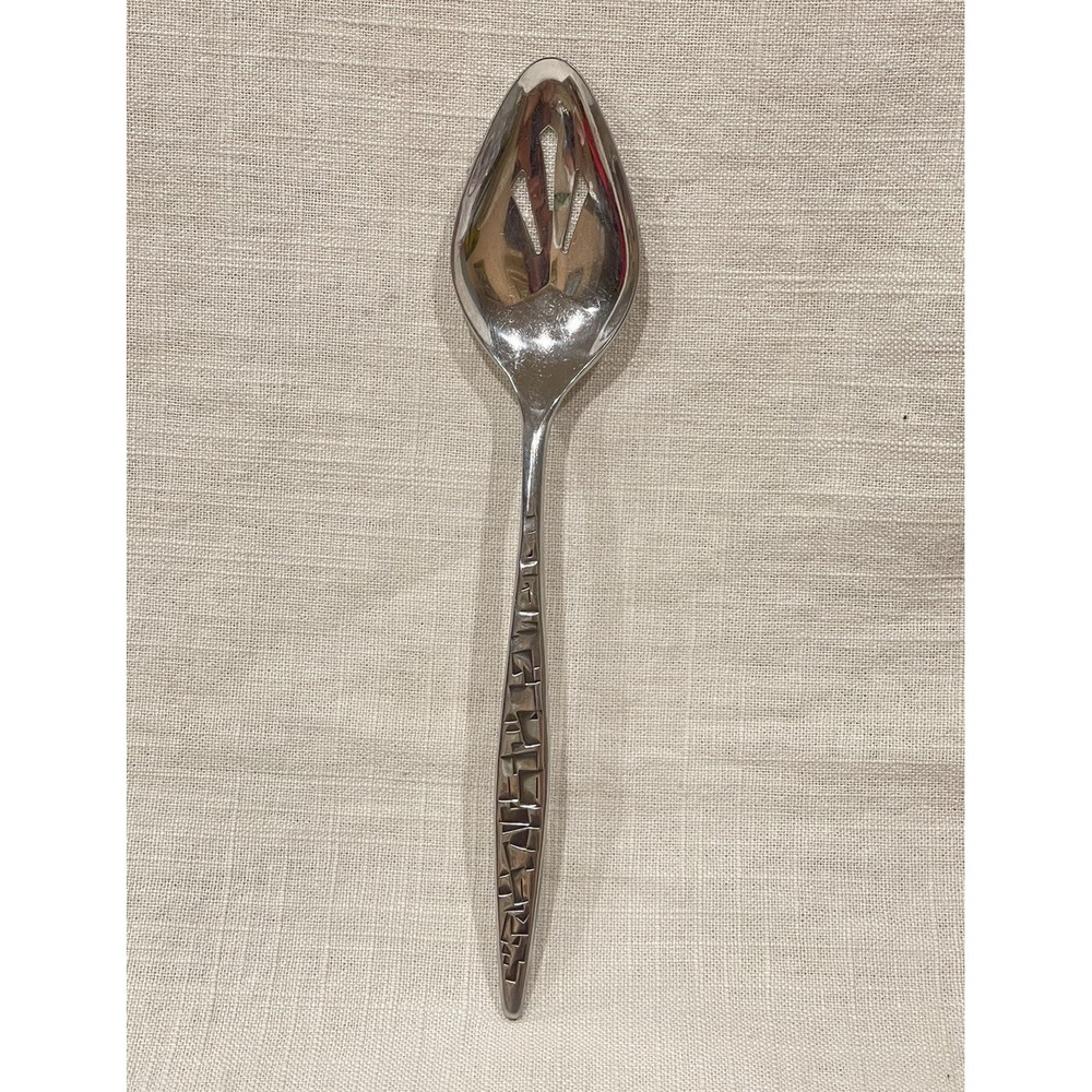 4 pcs Lyon Stainless Cortez Aztec Brutalist Mid Century Flatware Serving Spoons - Picture 5 of 9